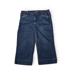 Chico's Trouser Wide Leg Crop Jeans Dark Wash Denim Women's Size 16